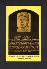 EDDIE PLANK, Athletics~Browns~Terriers~1964 HOF postcard Curteichcolor GREEN ink