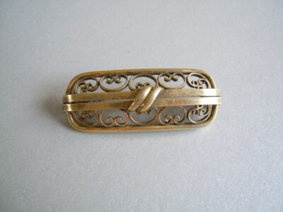 Antike Brosche Double vergoldet AM DBL. SP Speidel 6,2 g/4,8 x 1,9 cm