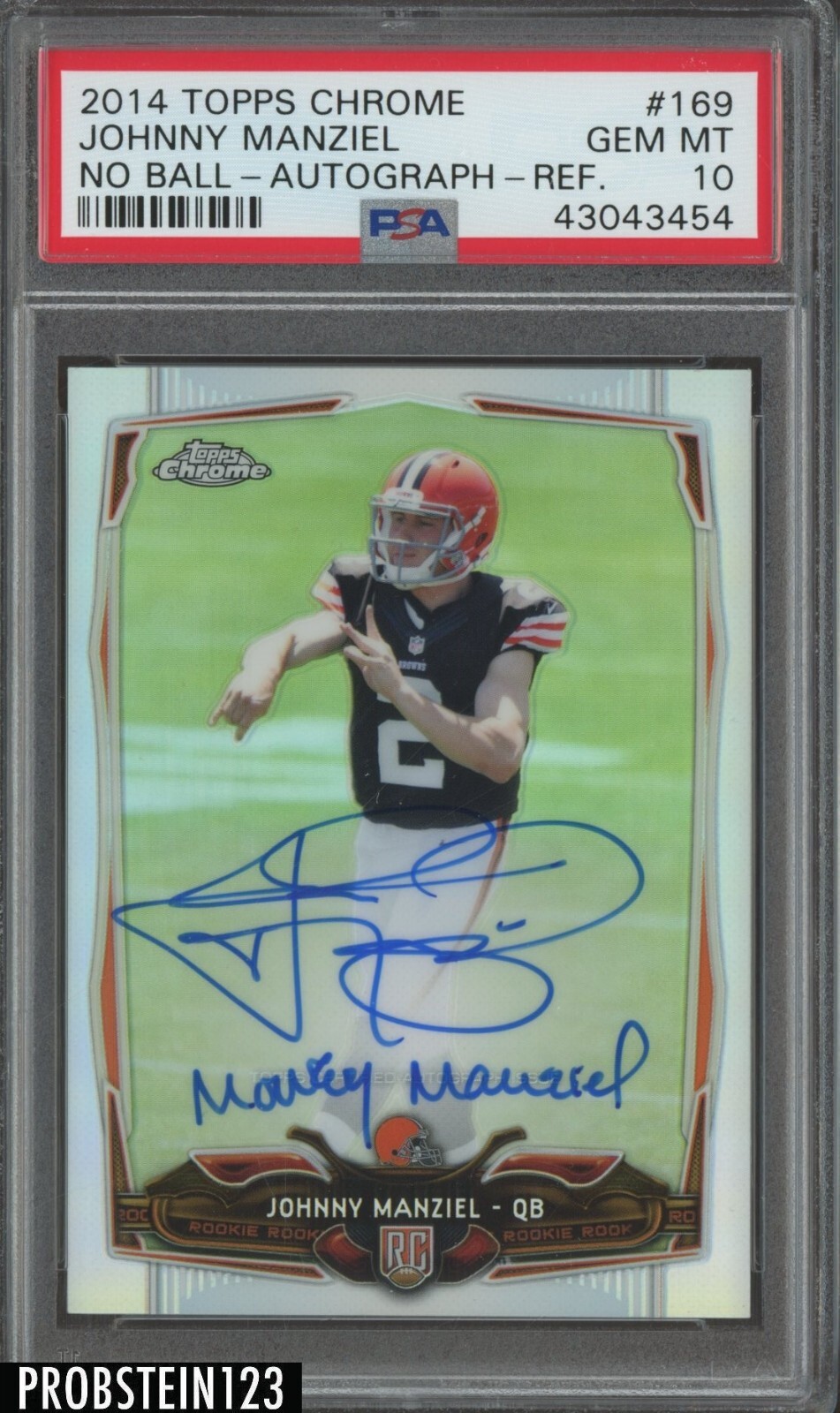 Johnny Manziel Topps Chrome #169 No Ball-Autograph-Refractor