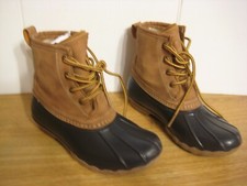 New Ocean Coast Aaron Size 2 Boys Girls Unisex Brown Lace Up Duck Rain Boots