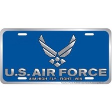 air force usaf aim high military logo seal license plate made in usa