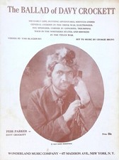 The Ballad Of Davy Crockett Sheet Music Fess Parker 1954 Walt Disney TV Series