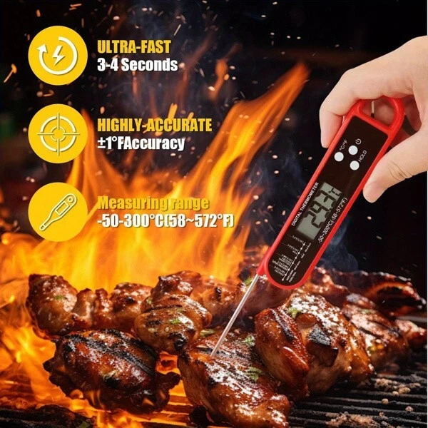 Meat Thermometer Digital LCD Outside Grill Kitchen Food Cooking BBQ Grilling