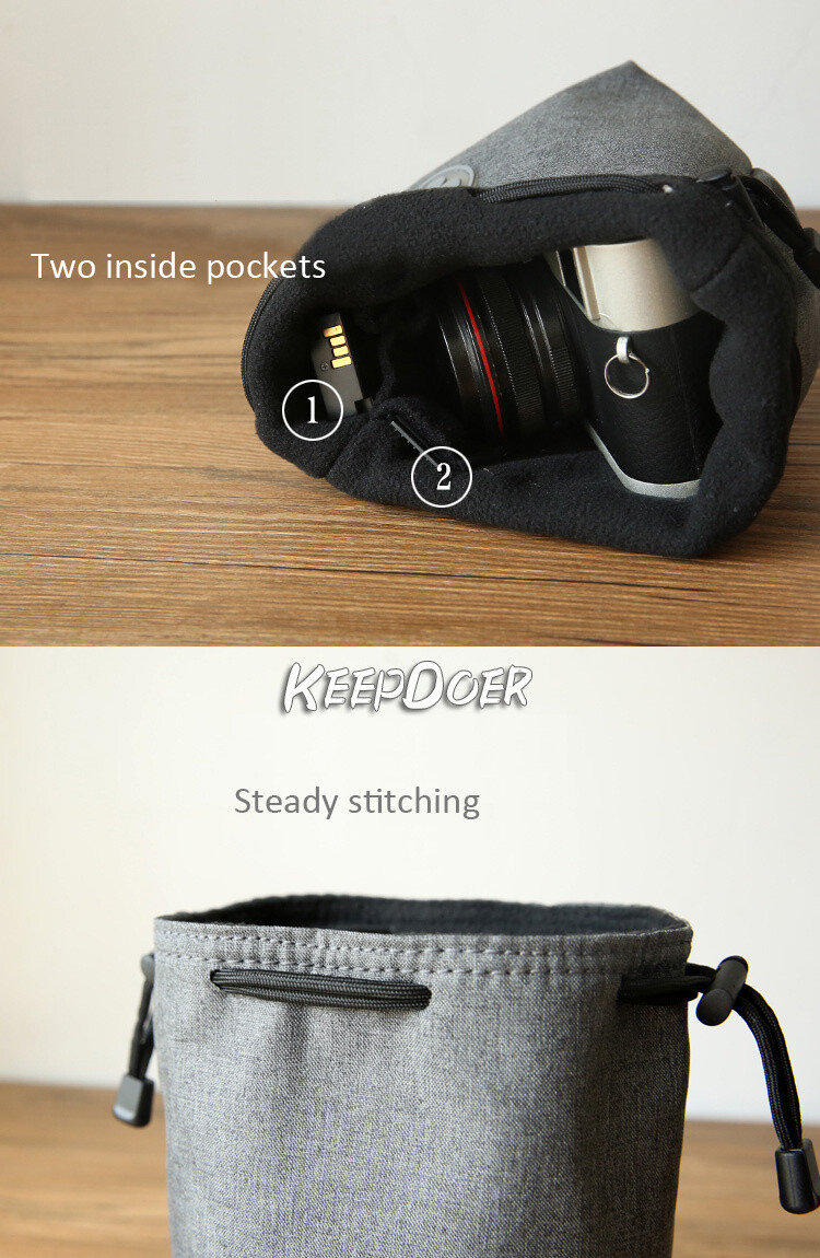 Waterproof Drawstring Camera Bag Pouch Insert For DSLR Canon Nikon Sony