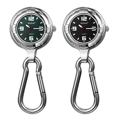 Outdoors Carabiner Clip-On Backpack Belt Fob Quartz Watch Mountaineering Hiking