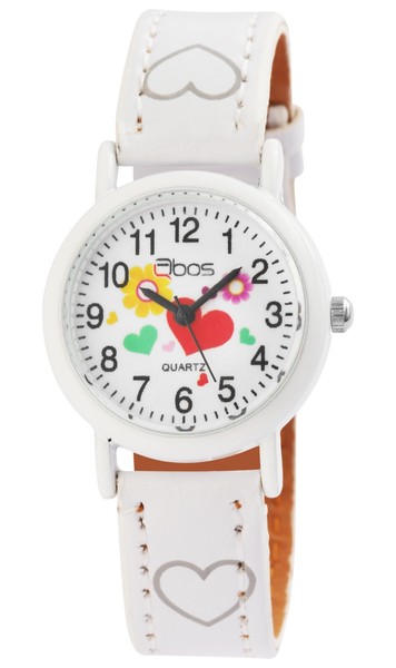 Kinder Armbanduhr MäDchen Uhr Girl Watch Analog Quarz Kunstlederband Weiß Qbos-image