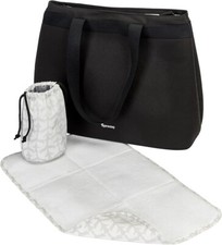 Baby Changing Tote Bag Tote with Nappy Changing Mat & Bottle Holder APRAMO Black