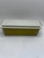 vintage tupperware butter dish keeper Harvest Gold Base  Clear Lid
