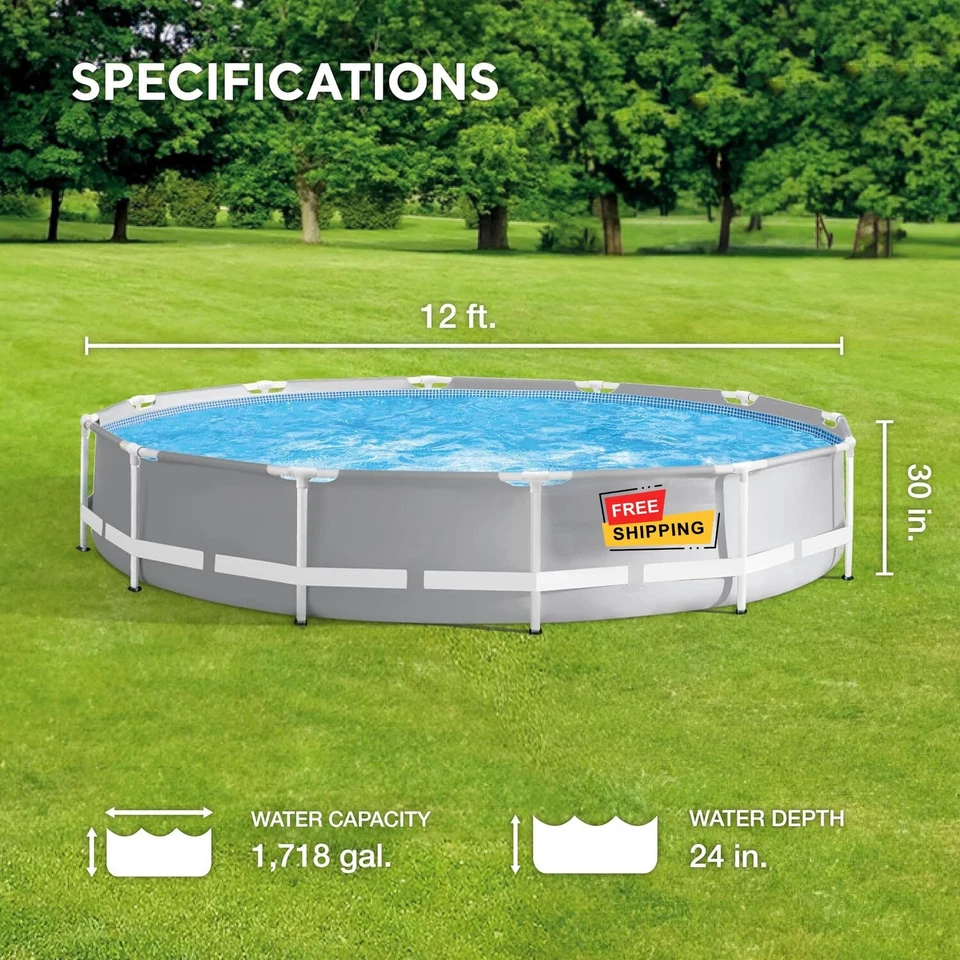 Piscina de 12 x 30 con bomba grande para niños y adultos, de plástico duro, para Foto 2 de 4