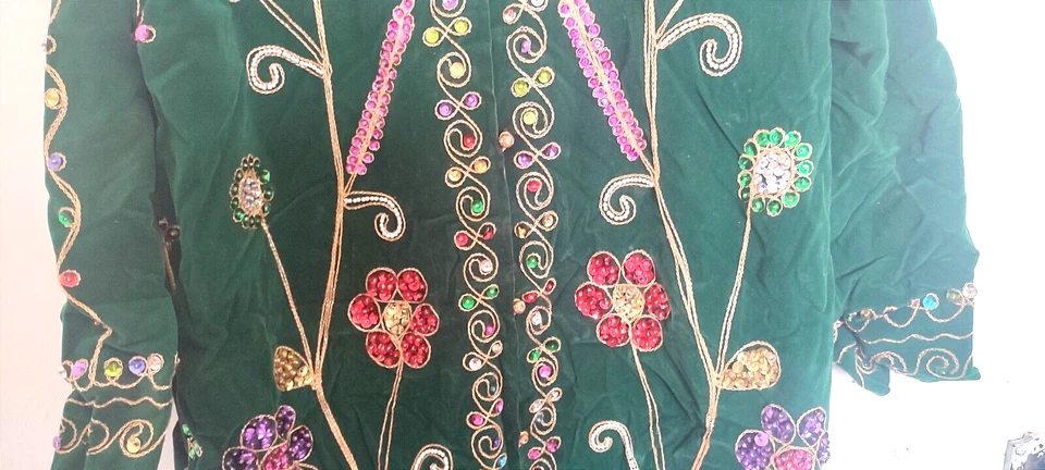 Antigua capa de sultán hecha de terciopelo de alta calidad, capa bordada a mano Foto 3 de 4