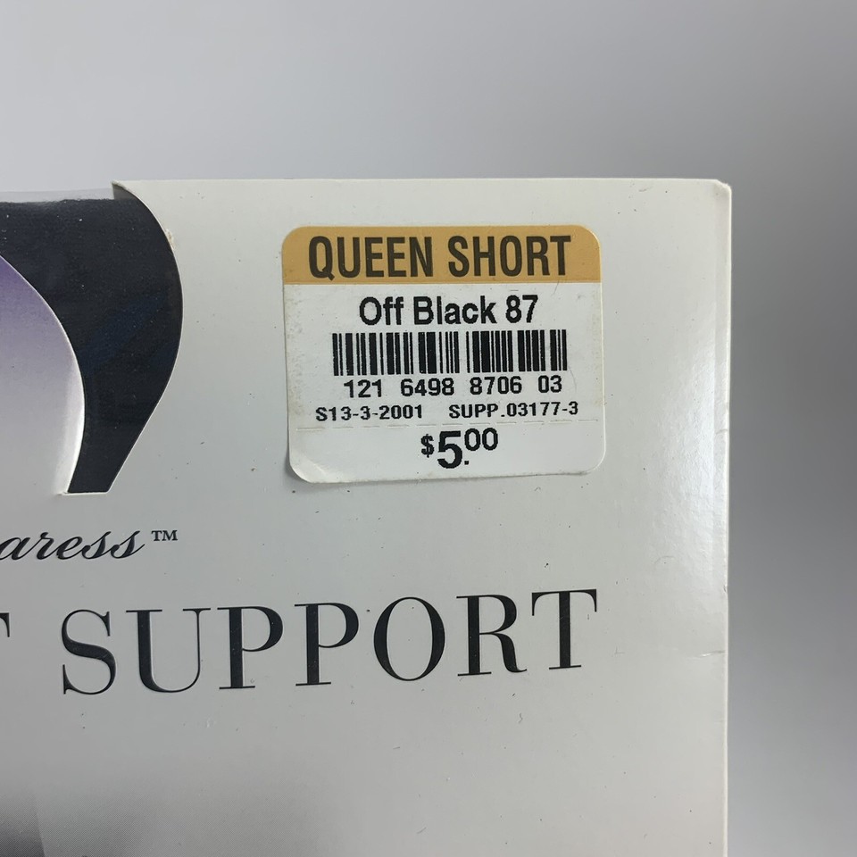 Vtg Sheer Caress Sheerest Support Pantyhose Queen Off Black JCPenney