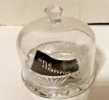 BUTTER CHEESE DISH Vintage round top cut crystal covered SHANNON CRYSTAL