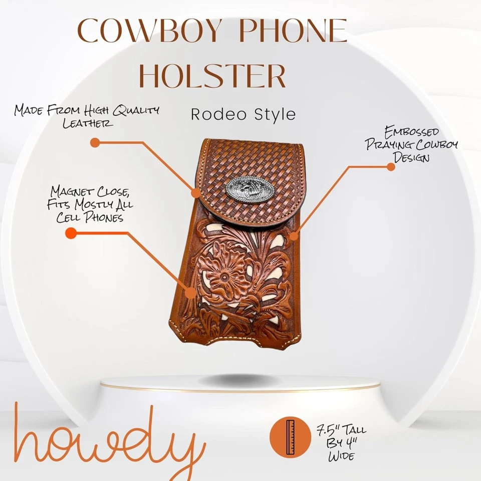7" HORSE  POUCH BELT LOOP CELL PHONE HOLSTER CASE WESTERN UNIVERSAL #EH12691 - Image 4 of 4