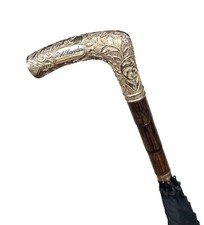 Vintage Antique 1905 Engraved Presentation Rolled Gold Tent Parasol Umbrella Old