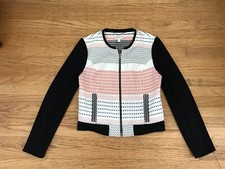 Ella Moss Women's Sz S Textured Mix Pattern Zip Up Bomber Jacket