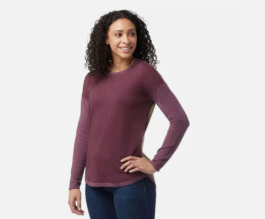 Smartwool Shadow Pine Sweater Womens Large Purple Wool Blend Knit Pullover $105