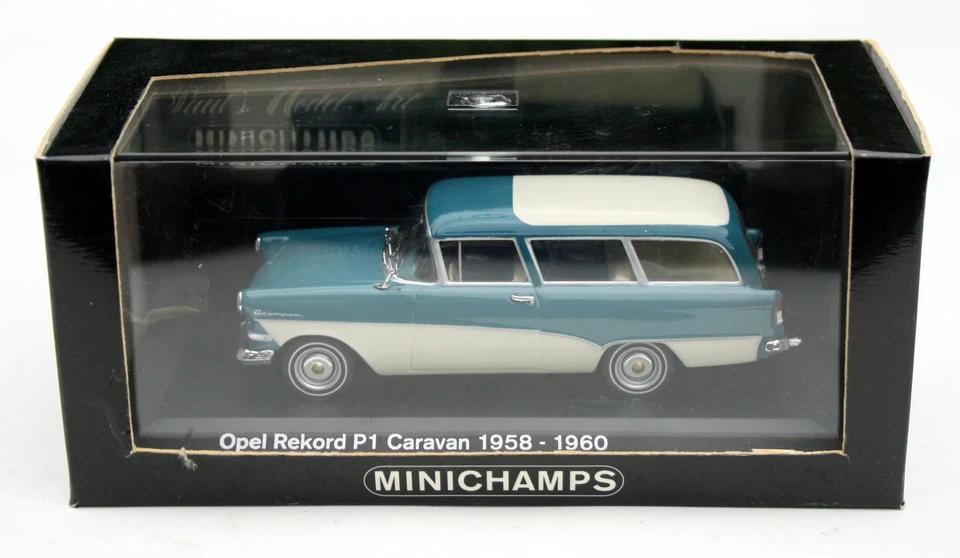 Opel Rekord P1 Caravan Anno 1957-1962, Blu, Modello Minichamps In M. 1:43, OVP - Immagine 4 di 4