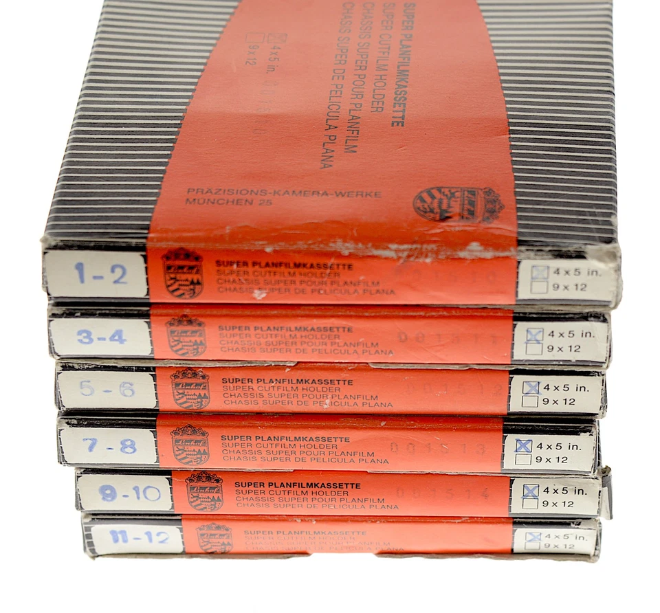 Six Linhof 4x5 Sheet Film Holders,  Original Boxes, IB’s Numbered 1 to 12, MINT - Image 2 of 4
