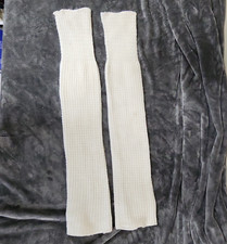 Women  s White Ribbed Knit Leg Warmers Over-the-Calf One Size 1 Pair