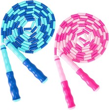 2 Pack Jump Rope for Kids, Adjustable Tangle-Free Soft Beaded Skipping Rope, Seg