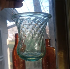 OPEN PONTIL RIBBED PATTERN MOLD BLOWN CHRISTMAS TREE FAIRY LIGHT CANDLE LAMP