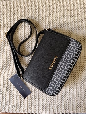 NWT Tommy Hilfiger Women's Crossbody Handbag Black Textile 