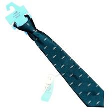 Class Club Boys Hunter Green Tan Red Fish Tie NWT Silk Blend Zippered Zip