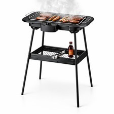 Barbecue Elettrico 2in1 Grill da tavolo e da Terra 2000W con Supporto Bbq