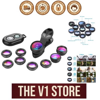 Comprehensive 10 in 1 Lens Kit: Macro, Telephoto, Fisheye & More for Smartphones