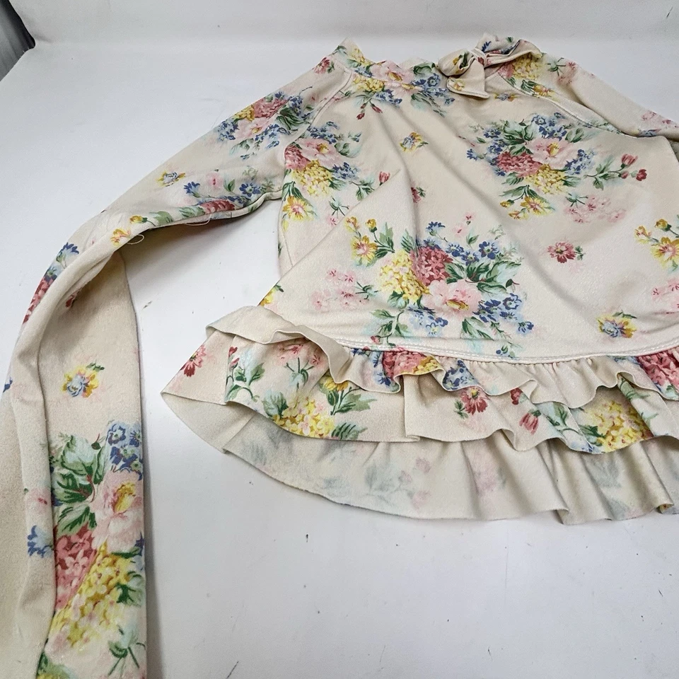 Camisa de Natación JANIE & JACK Niña Rosa Floral Volantes Detalle de Lazo Protección contra Erupciones Talla 5 Foto 4 de 4