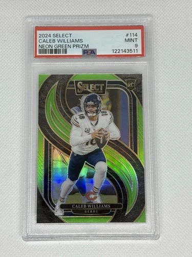 CALEB WILLIAMS 2024 PANINI SELECT PSA 9 ROOKIE PREMIER NEON GREEN PRIZM RC /49