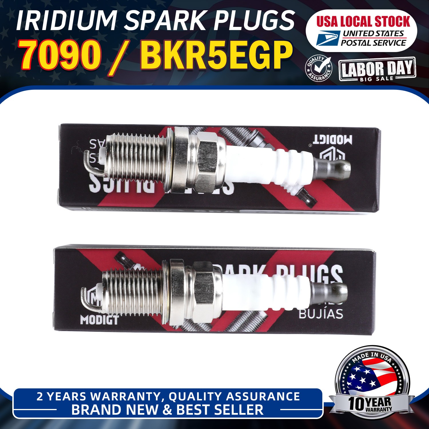 2Pcs Automotive Iridium Spark Plugs For NGK 7090 BKR5EGP For Acura Nissan Toyota
