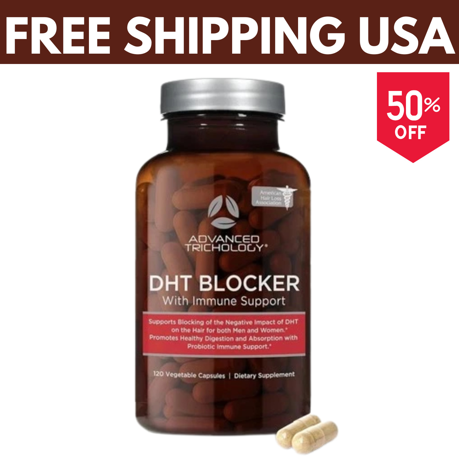 DHT Blocker &ndash; Hair Growth Supplement &ndash; 120 Capsules - Su