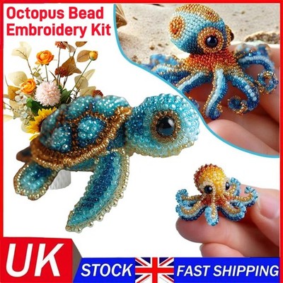 Oktopus Perlen Stickset, 3D Meerestiere DIY Perlenarbeiten Bastelset, DIY Basteln