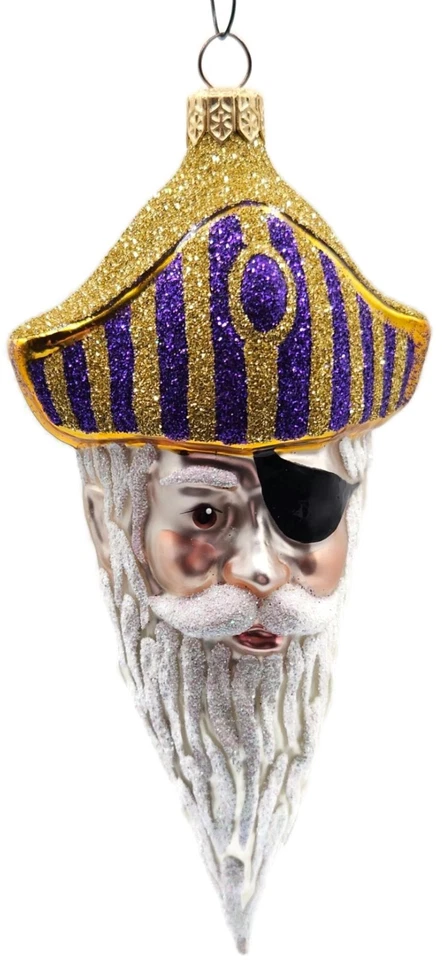 Patricia Breen Pirate Rex Gold Purple Striped Nautical Christmas Ornament OOAK - Image 2 of 4