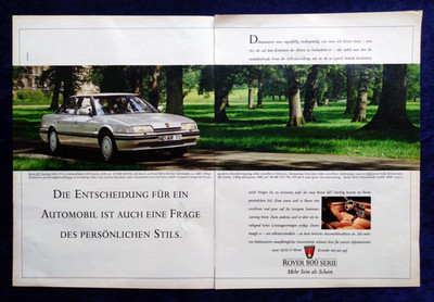Rover 827 Sterling V6, Original Advertising from 1989 Double Page!!