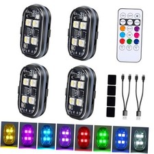 Upgraded 4LEDs 4PCS Wireless LED Strobe Lights with Remote Control, 8 4pcs