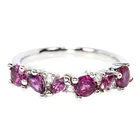 NATURAL PURPLISH PINK RHODOLITE GARNET & WHITE CZ STERLING 925 SILVER RING 7.75