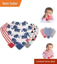 Soft and Safe 3-Piece Infant Teething Bib Set - Natural Cotton Mix Patterns