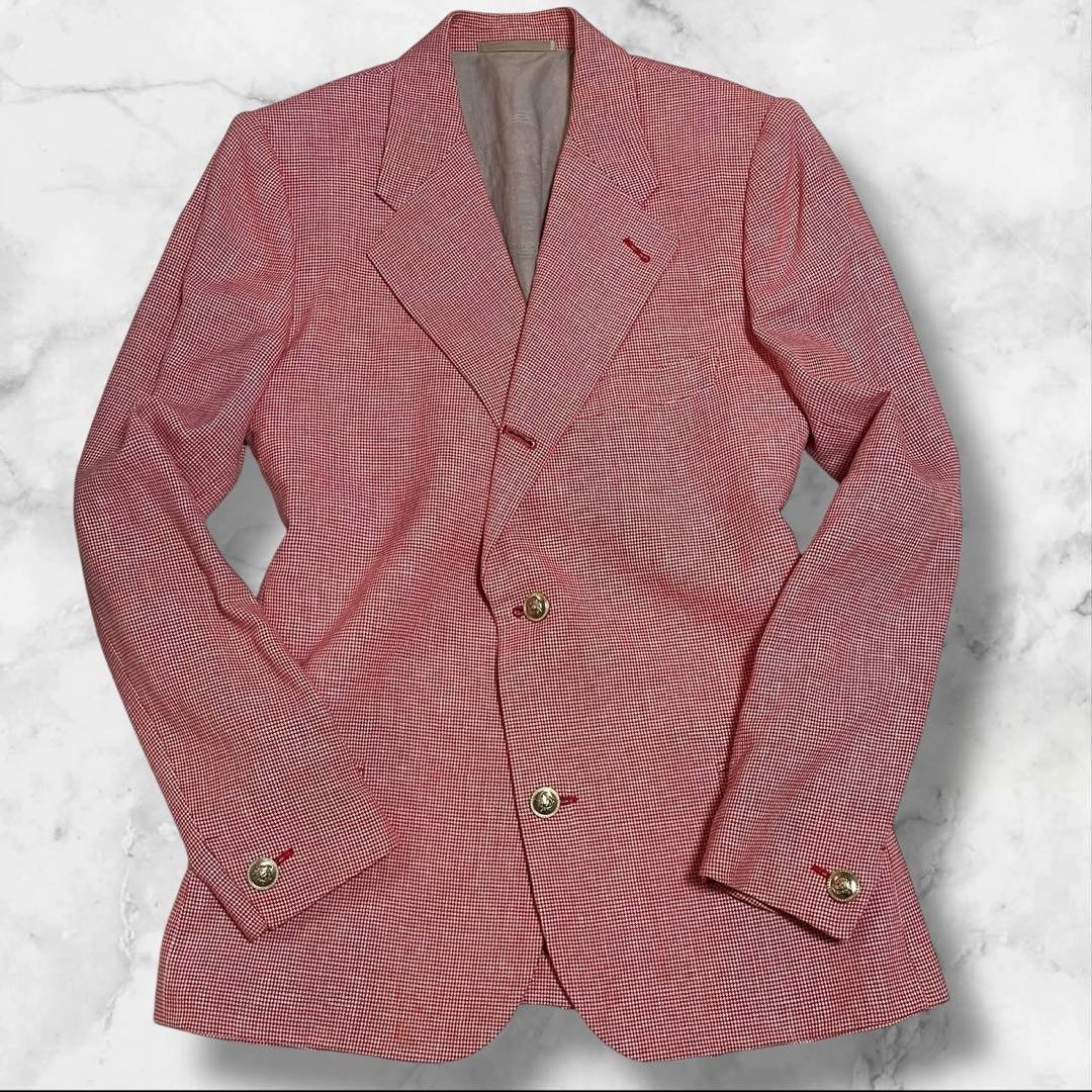 VERSACE Medusa Gold Button Tailored Jacket Wool Linen Pink 46 Used From Japan thumbnail 2