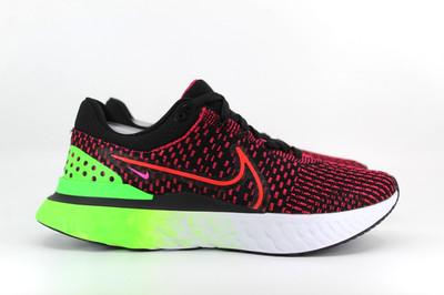 Nike React Infinity Run Flyknit 3 Laufschuhe UK 9,5 schwarz rot grün DH5392-00