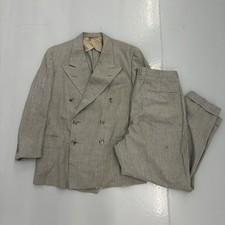 Vintage 50s Storrs Grey Wool Double Breasted Suit 42R 1950s True Vintage