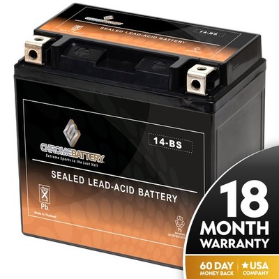 Chrome Battery YTX14-BS Performance Maintenance Free Sealed AGM for Motorcycle