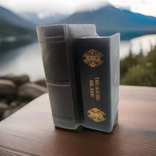 Faux Book Secret Hideaway Emboss Faux Leather & Wood Stash Spot Security Place 