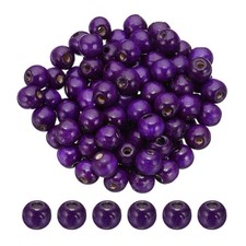 14mm Wooden Beads for Craft Making, 100 Pcs Loose Spacer Beads, Purple