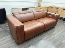 Sofology Horizon 3 Seater Sofa Power Recliner And Headrest Brown Leather