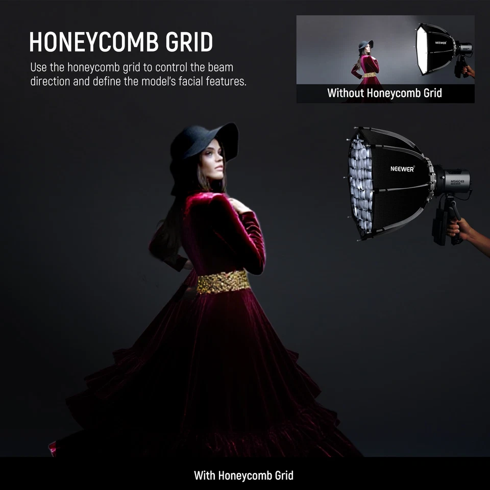 NEEWER NS21PD 18" Octa Softbox - Montaje Bowens con rejilla y difusor Foto 4 de 4