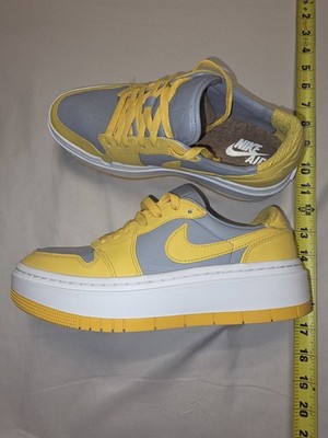 Nike Air Jordan 1 Elevate Low Cement Grey Yellow Womens 8.5 Cork Insole 