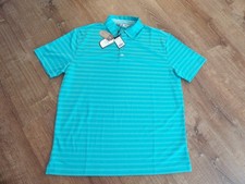 Black Clover Performance Mens M SS Turquoise Poly w/Syntrel Golf Shirt