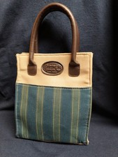 Longaberger Homestead Collectors Club Green Blue Striped 9" Tote Bag